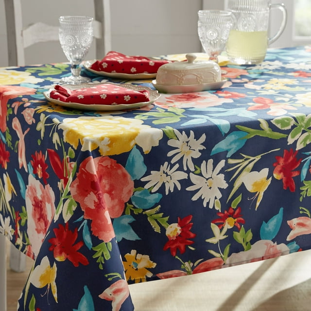 The Pioneer Woman Fiona Fabric Tablecloth, 60"W x 84"L, Multicolor, Available in Multiple Sizes
