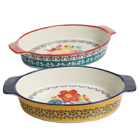 The Pioneer Woman Fiona Floral 2-Piece Ceramic Oval Bakeing Dish