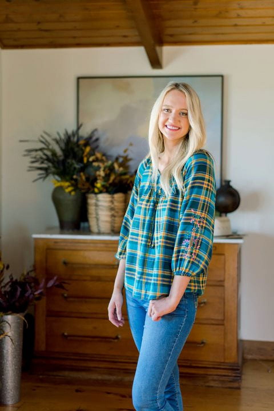 The Pioneer Woman Flannel Peasant Blouse, Women's