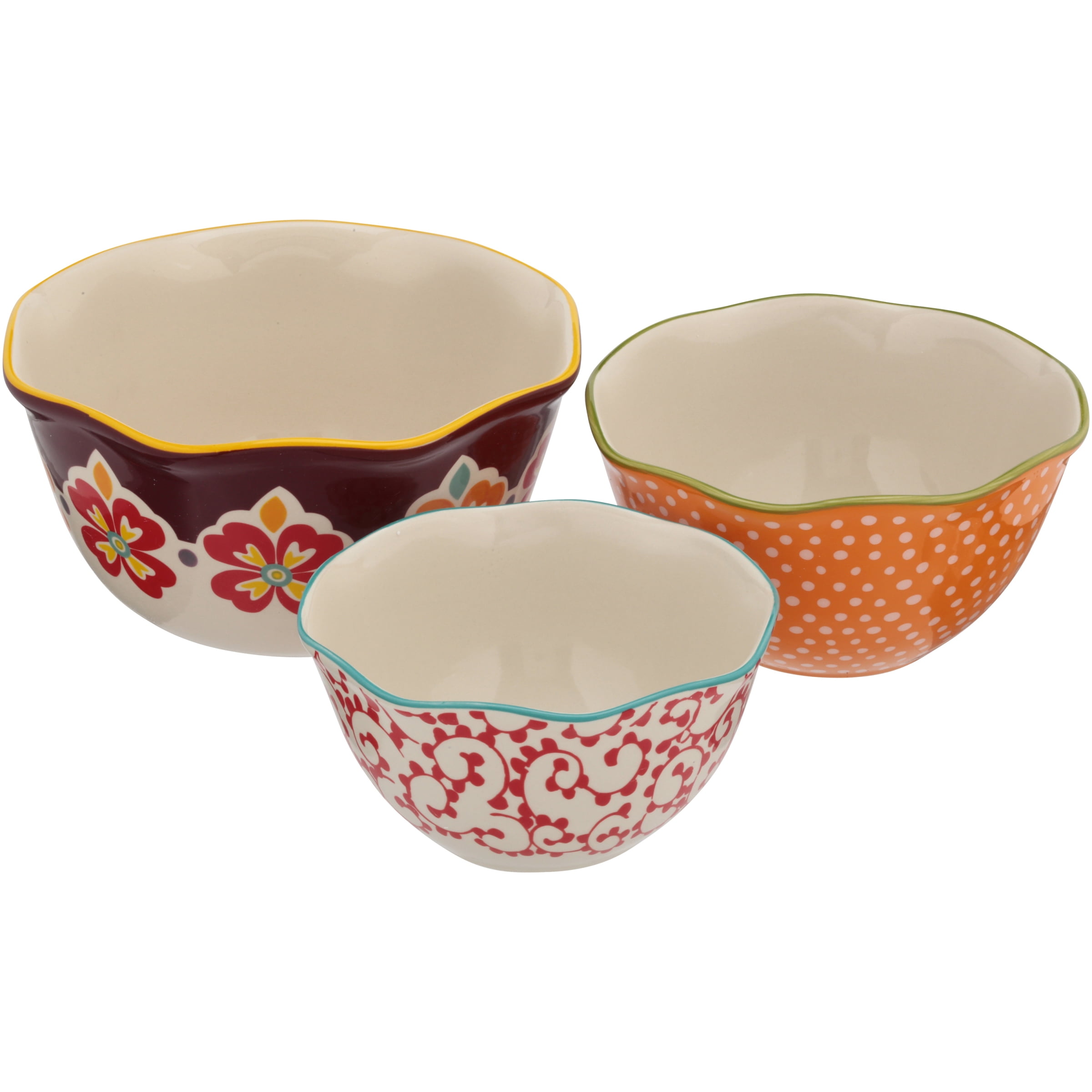 The Pioneer Woman Flea Market 3-Piece Scalloped Edge Serving Bowl Set