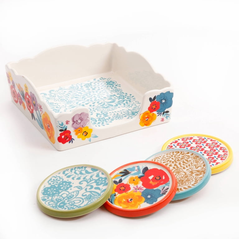 The Pioneer Woman Flea Market 5-Piece Stoneware Coasters & Napkin
