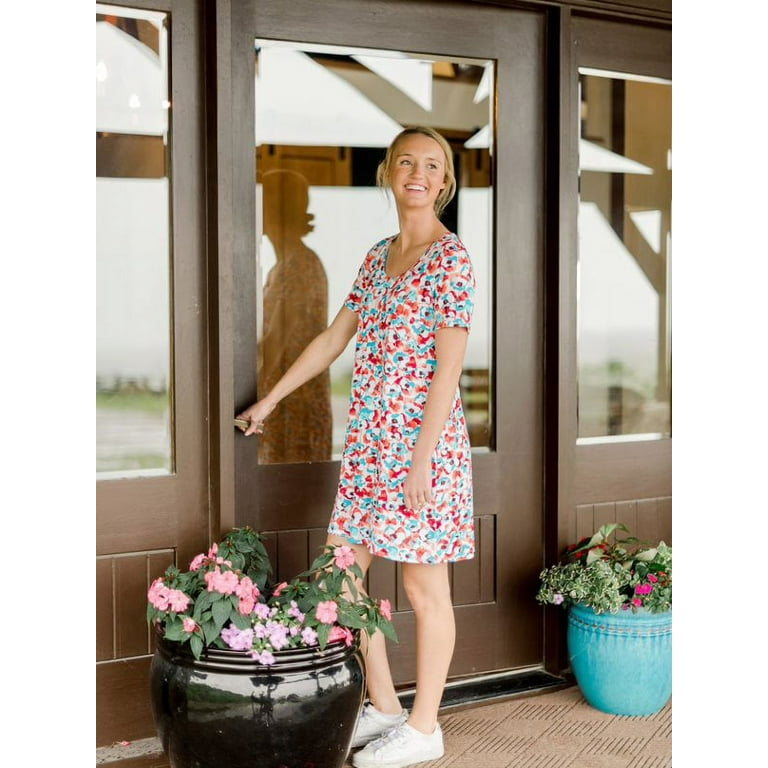 The Pioneer Woman Floral A-Line Knit Dress with Short Sleeves