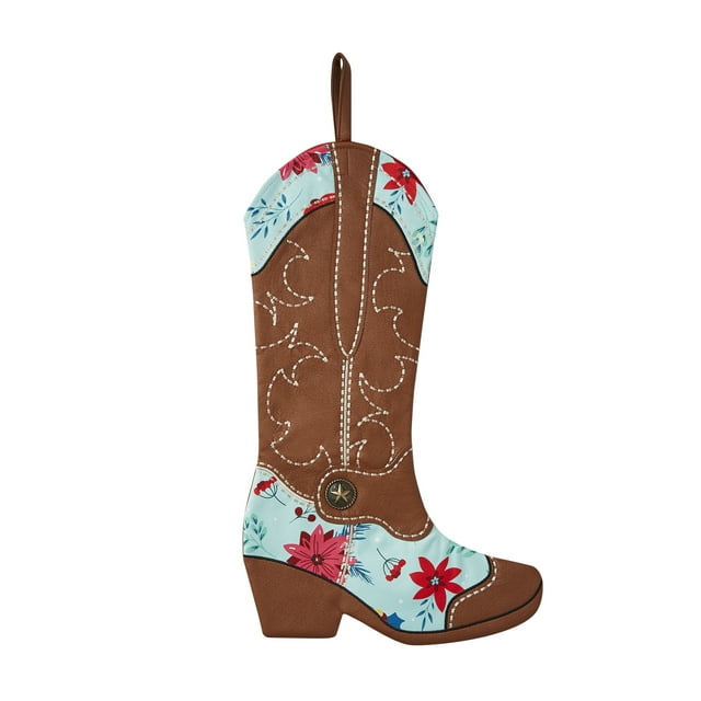 The Pioneer Woman Floral Boot Multi-color Christmas Stocking, 20"