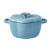 The Pioneer Woman Floral Enamel on Cast Iron 2-Quart Dutch Oven with Lid, Periwinkle
