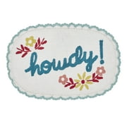 The Pioneer Woman Floral Howdy Typography Arctic White Cotton Oval 1 Piece Bath Rug, 20" x 32"