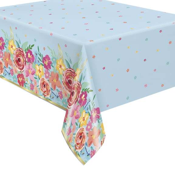 The Pioneer Woman Floral Pink Foil Party Tablecloth, 84in x 54in