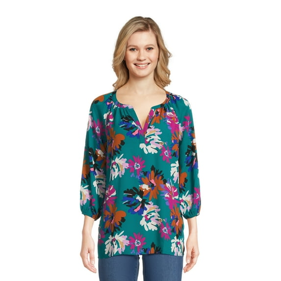 The Pioneer Woman Floral Print Peasant Blouse, Sizes S-3XL, Women’s