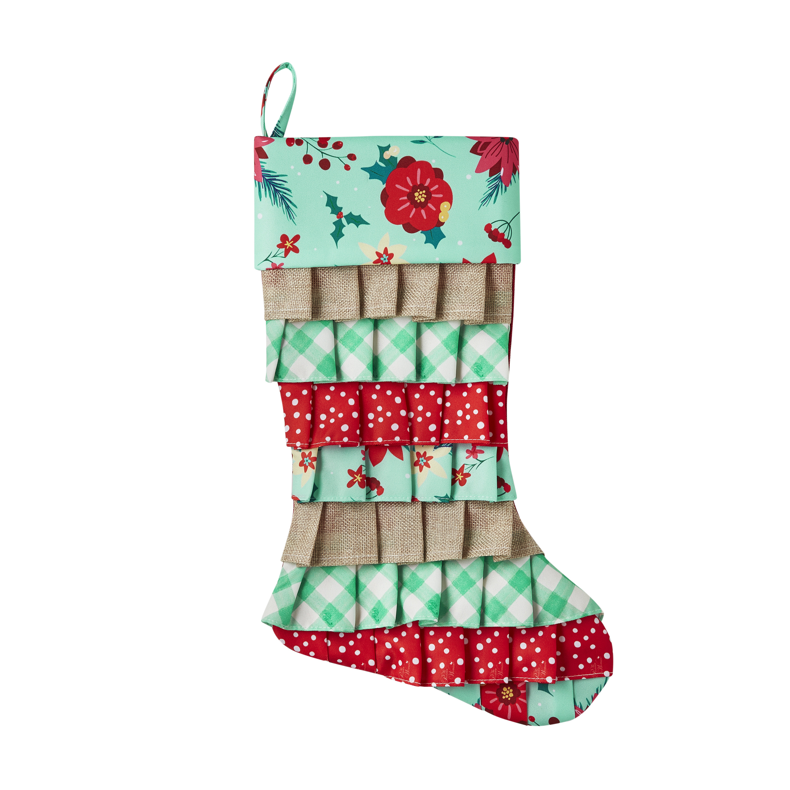 The Pioneer Woman Floral Ruffle Multi-color Christmas Stocking, 20" - image 1 of 5