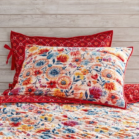 The Pioneer Woman Fluttering Fancies 2-Piece Polyester Velvet Quilt Sham Set, King