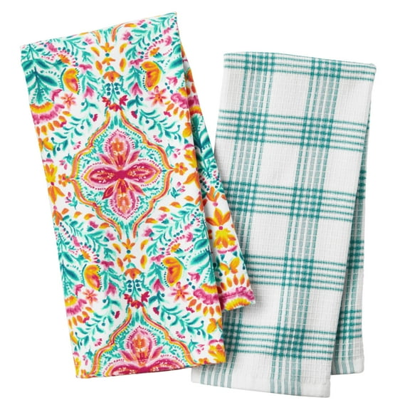 The Pioneer Woman Folk Geo Kitchen Towel Set, Multicolor, 16"W x 28"L, 2 Piece