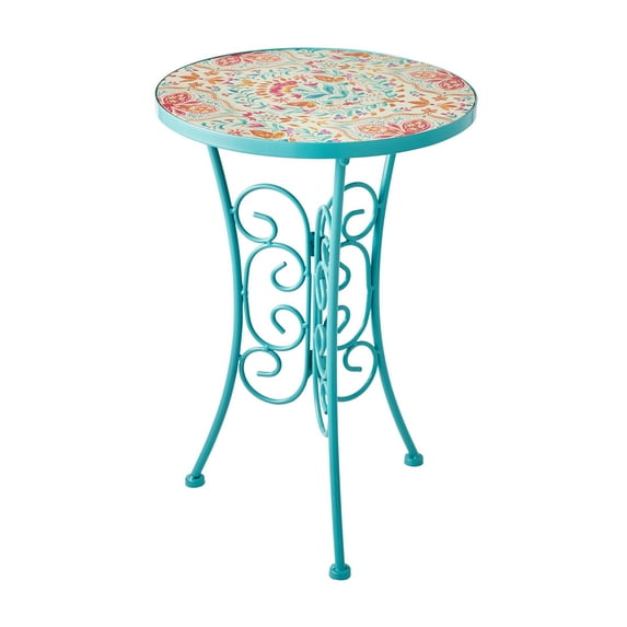 The Pioneer Woman Folk Geo Multi-Color Ceramic Top Plant Stand