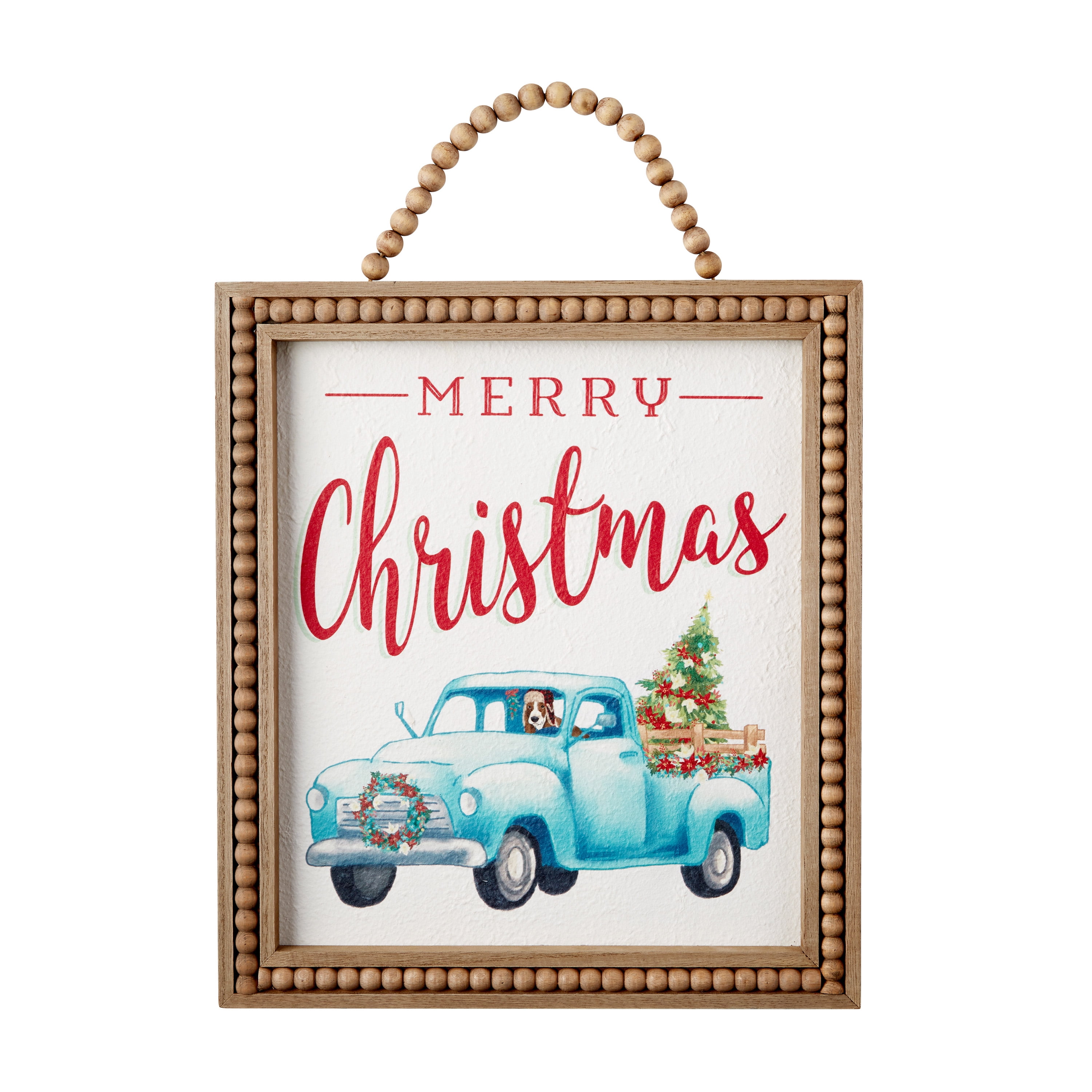 The Pioneer Woman Framed Beaded Hanging Sign, Christmas Truck