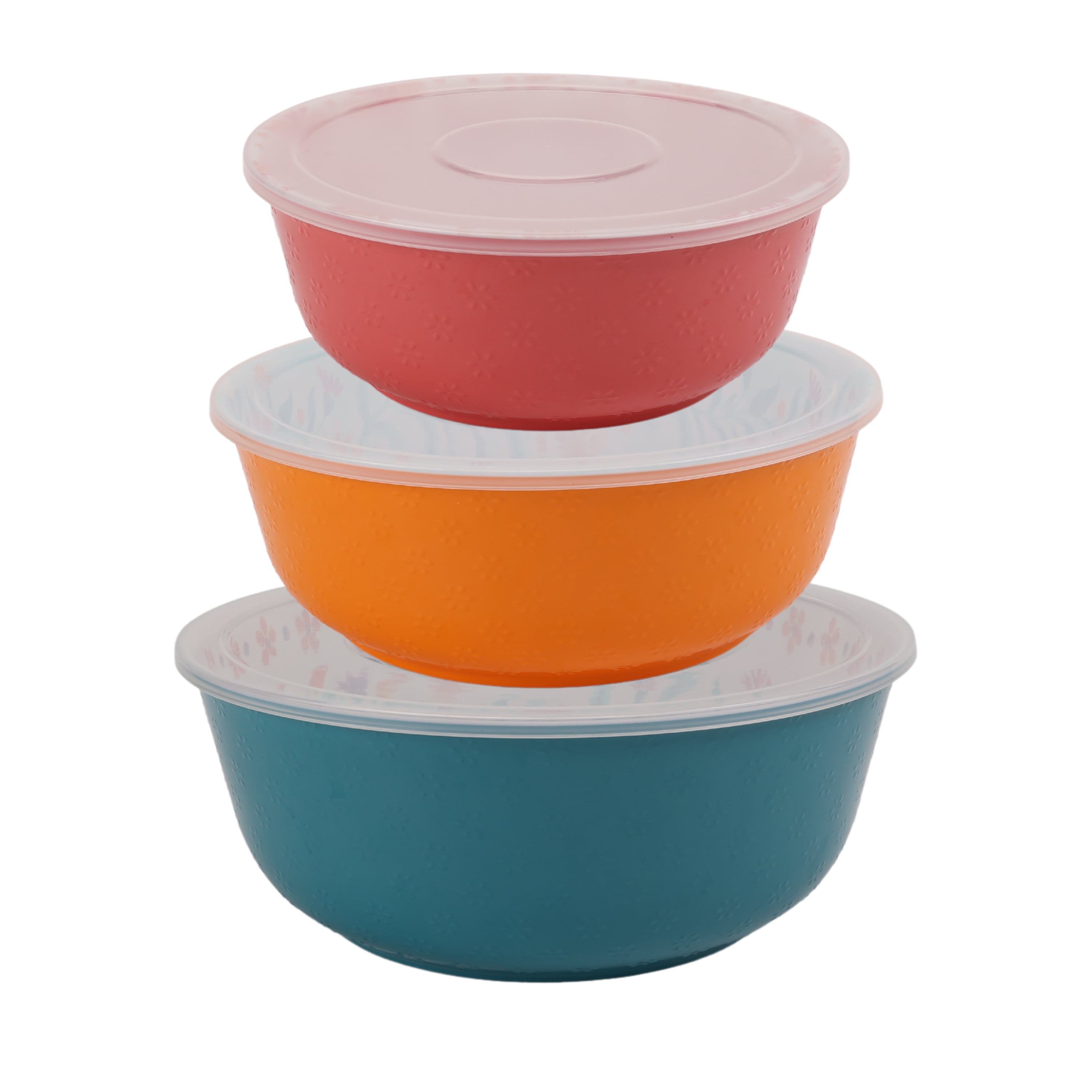 Vibrant Multicolor Melamine Nesting Bowl Set with Lids