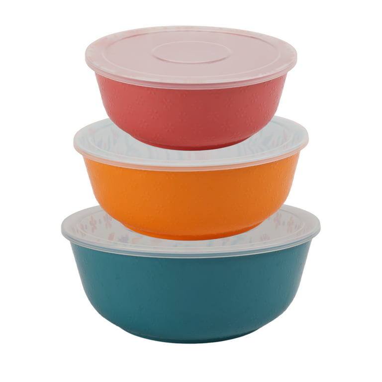 KX-WARE Melamine Mixing Bowls with Lids - 6 Piece Melamine Bowls and 6  Piece Plastic Lids, Multicolor