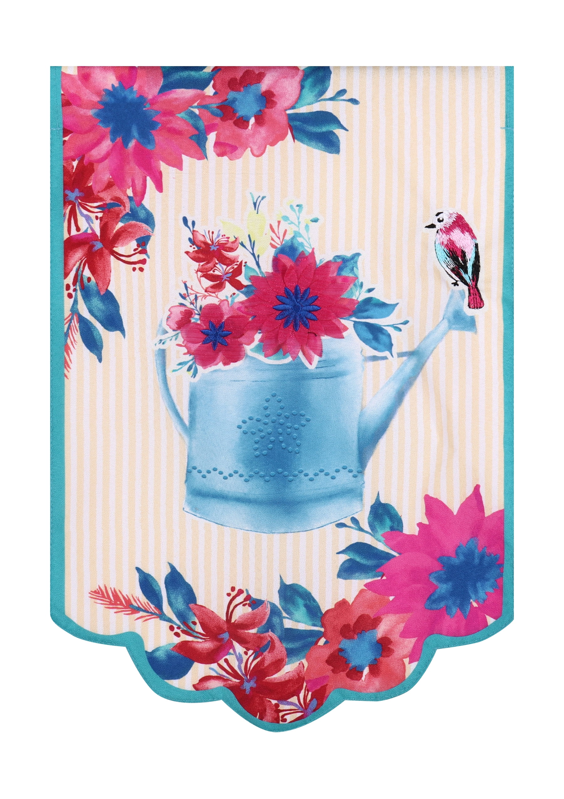 The Pioneer Woman Fresh Floral Watering Can Polyester Linen Garden Flag ...