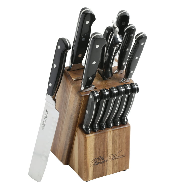 Kitchen Knife Set, Caliamary 8-Piece Sharp Chef Knife Set with Brushed  Handle, Vintage Knife Set with Sharpener and Stainless Steel Rotary Knife  Holder for Men Women Friends Family (Black) 