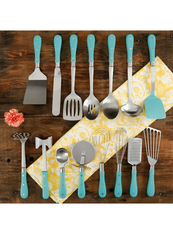 The Pioneer Woman Frontier Collection 15-Piece All in One Tool and Gadget Set, Turquoise