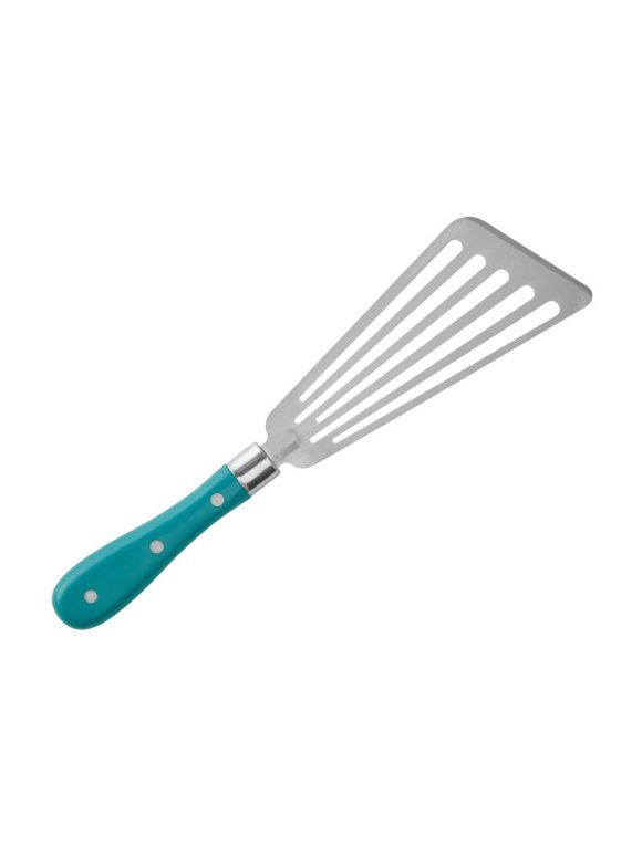 The Pioneer Woman Frontier Collection Stainless Steel Slotted Turner Spatula, Silver/Teal
