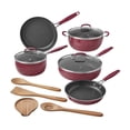 thumbnail image 1 of The Pioneer Woman Frontier Speckle 12-Piece Aluminum Cookware Set, Merlot, 1 of 12
