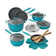 thumbnail image 1 of The Pioneer Woman Frontier Speckle 18-Piece Aluminum Cookware Set, Teal, 1 of 14