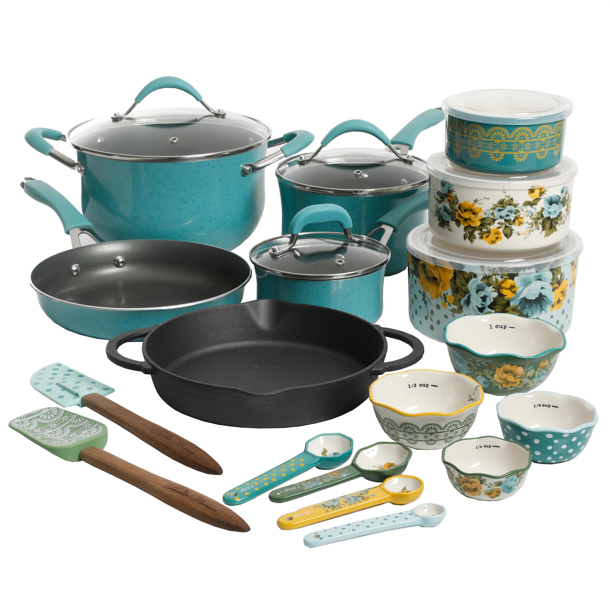 The Pioneer Woman Frontier Speckle Gray 24-Piece Cookware Combo