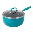 thumbnail interactive-video image 1 of The Pioneer Woman Frontier Speckle Aluminum 3-Quart Sauce Pan, Teal, 1 of 7