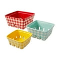 The Pioneer Woman Gingham 3Piece Ceramic Fruit Basket Set