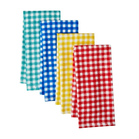 The Pioneer Woman Gingham Waffle Kitchen Towel and Washcloth Set, Multi-Color, 20 x 30 Inches, Set of 2