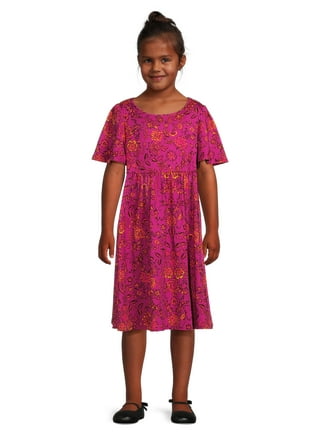 Derek Heart Girls Button Front Dress with Scrunchie, Sizes 7-16