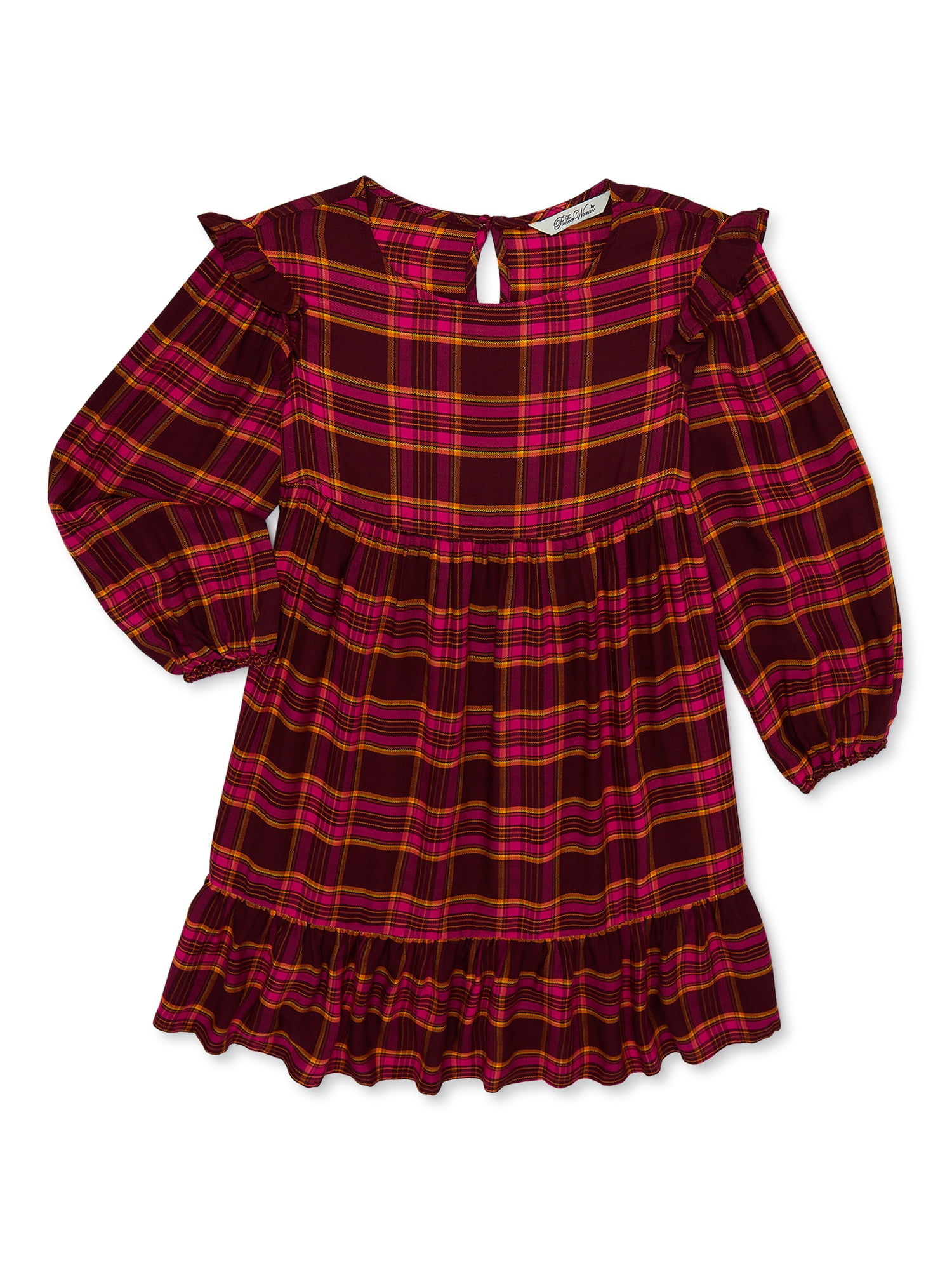 The Pioneer Woman Girls Tiered Dress with Long Sleeves, Sizes 7-16 ...