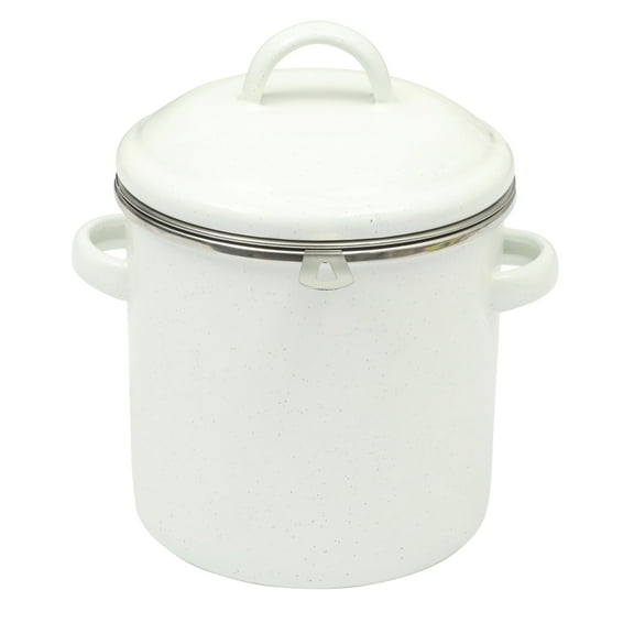 The Pioneer Woman Enamel-on-Steel Grease Strainer with Lid, Linen Speckle