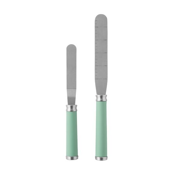 The Pioneer Woman Greyed Jade Kitchen Spreader Set with Butter Knife & Icing Spatula, 2-Piece, Dishwasher Safe
