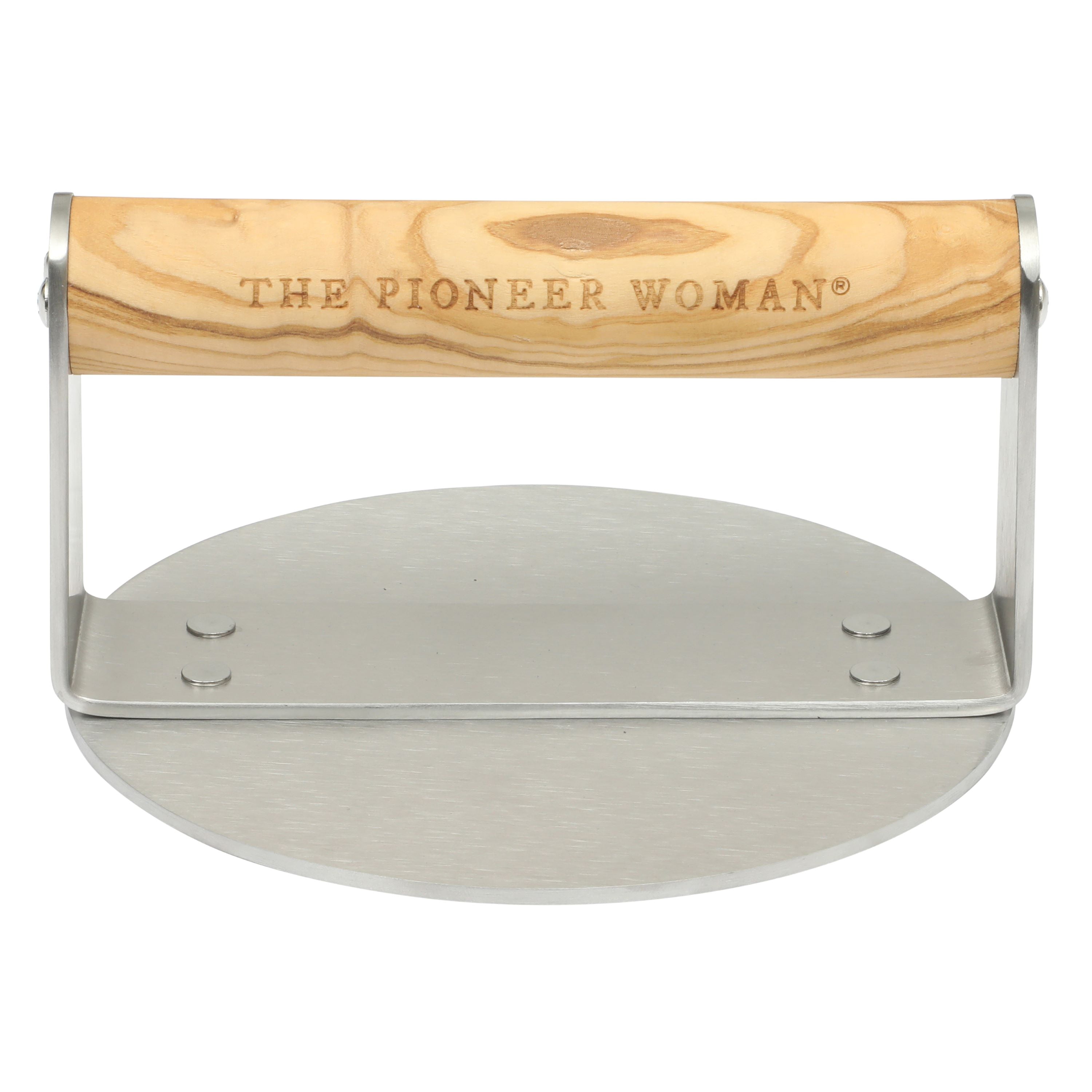 The Pioneer Woman Stainless Steel Burger Smasher with Olivewood Handle