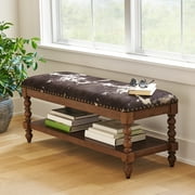 The Pioneer Woman Harper Bench, Faux Cowhide Fabric
