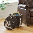 thumbnail image 1 of The Pioneer Woman Harper Round Storage Ottoman, Cowhide, 17.72 in, 1 of 10