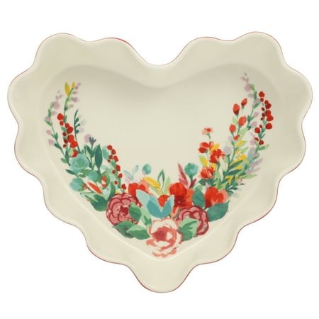 The Pioneer Woman Heart Ruffle 10-inch Red Ceramic Pie Pan