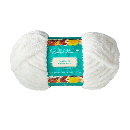 The Pioneer Woman Heathered Velvet Yarn, 77.6 yd, Linen, 100% Polyester, Super Bulky