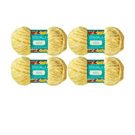 The Pioneer Woman Heathered Velvet Yellow Yarn, 77.6 Yards, Pack of 4