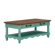 The Pioneer Woman Helen Coffee Table Made With Solid Wood Frame, Teal