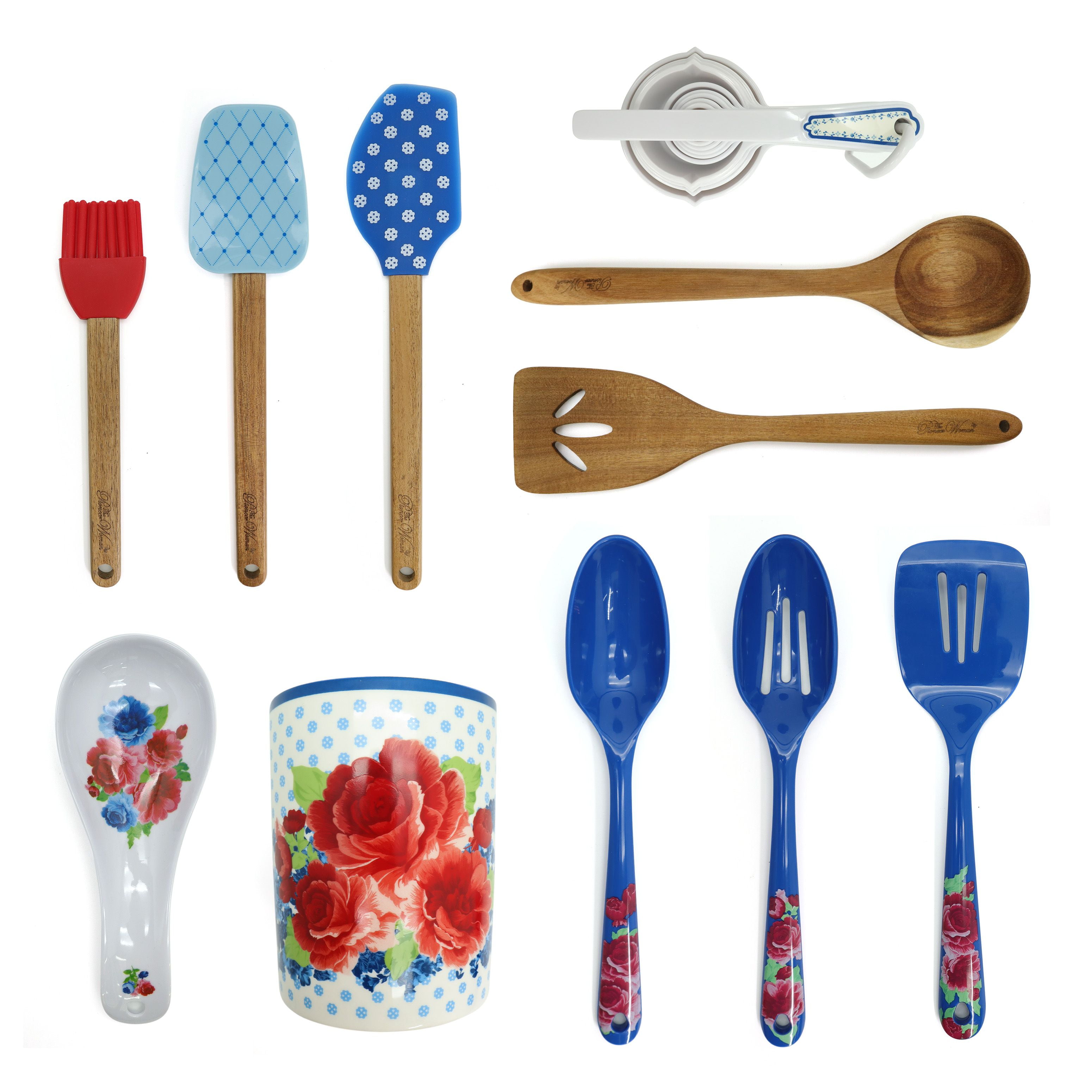 The Pioneer Woman Rustic Floral Silicone, 25-Piece Gadget Set, Red