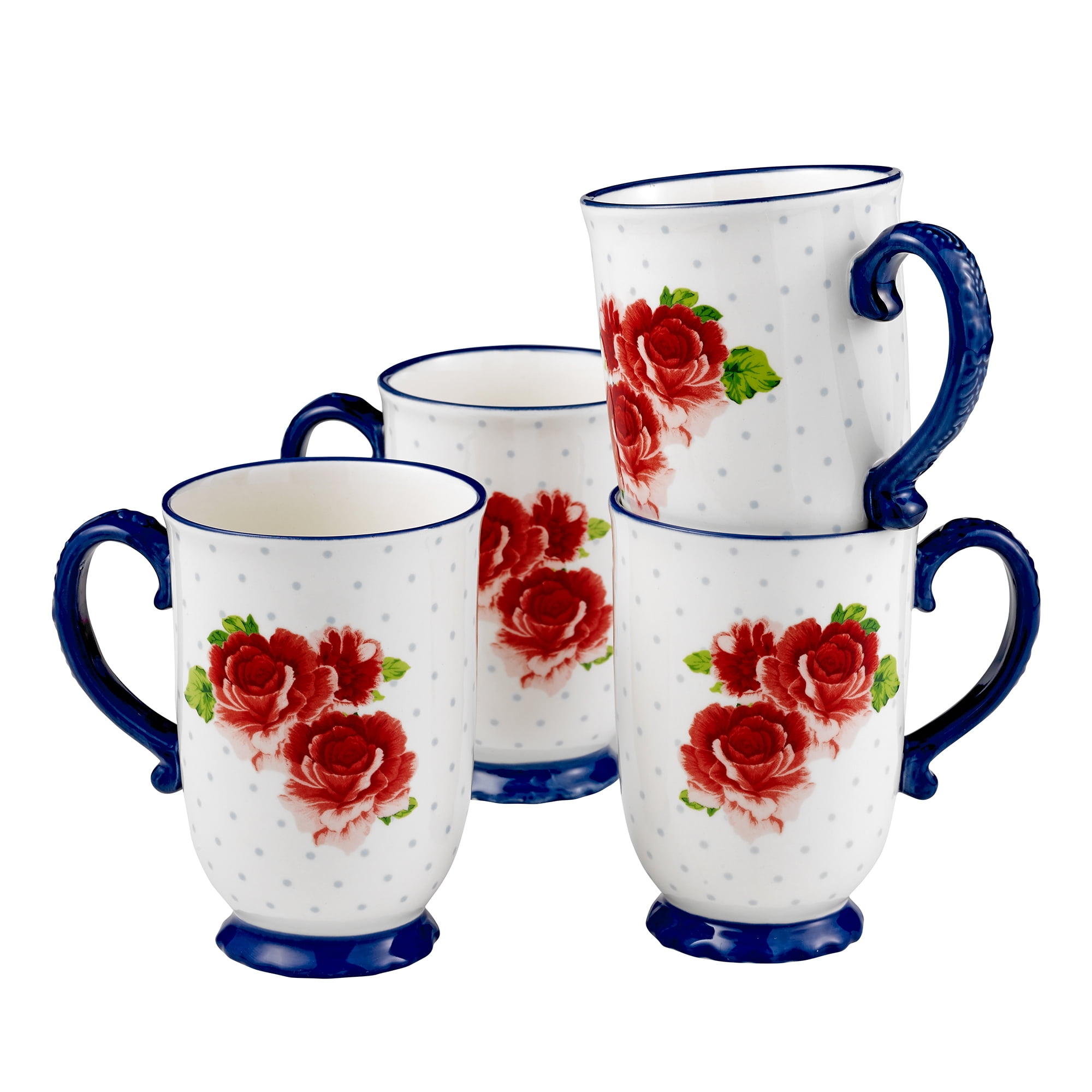The Pioneer Woman Heritage Floral 4-Piece Mug Set, 18 fl oz
