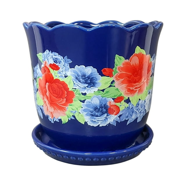 The Pioneer Woman Heritage Floral Planter, 6 inch, Stoneware