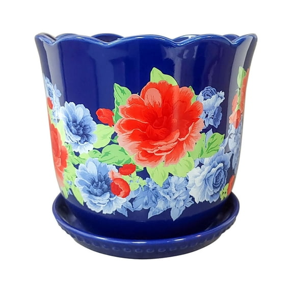 The Pioneer Woman Heritage Floral Planter, 8 inch, Stoneware
