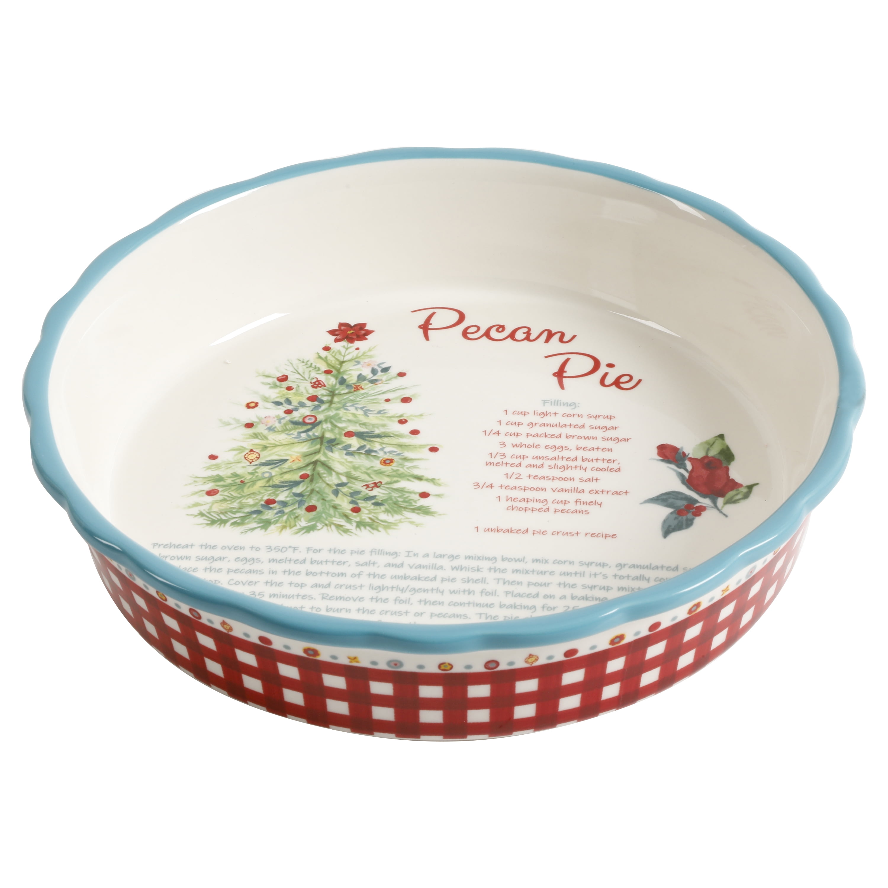 The Pioneer Woman Christmas Holiday Garland 9 Stoneware Deep Dish Pie Pan  - New
