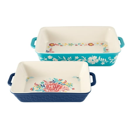 The Pioneer Woman Keepsake Floral 2-Piece Ceramic Nesting Baker Set