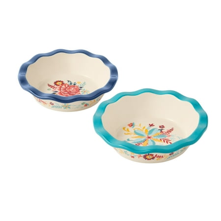 The Pioneer Woman Keepsake Floral 4.75" Ceramic Mini Pie Pans, Set of 2