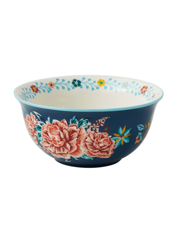 The Pioneer Woman Keepsake Floral Blue Round Stoneware Bowl