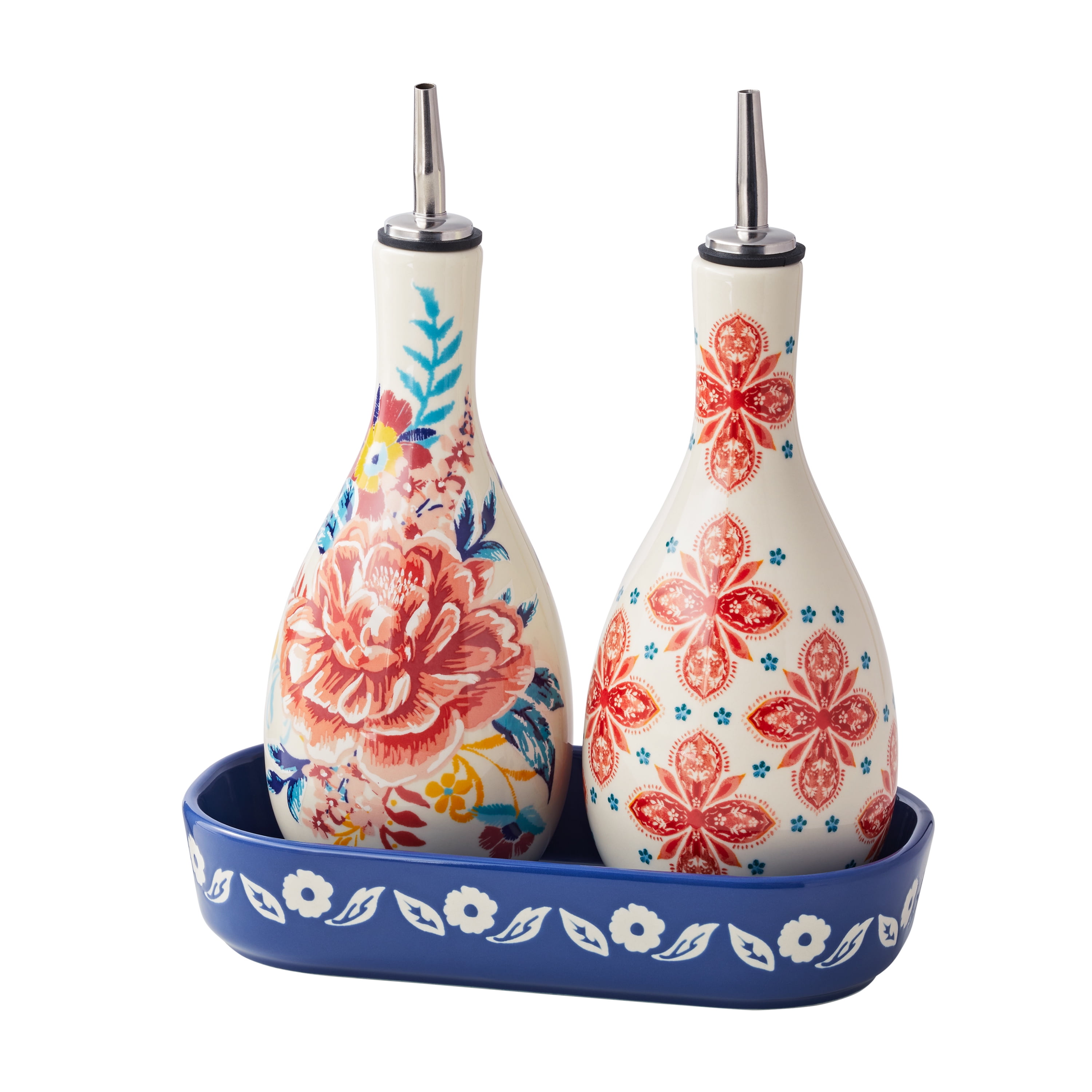 The Pioneer Woman Keepsake Floral Ceramic Cruet & Tray Set