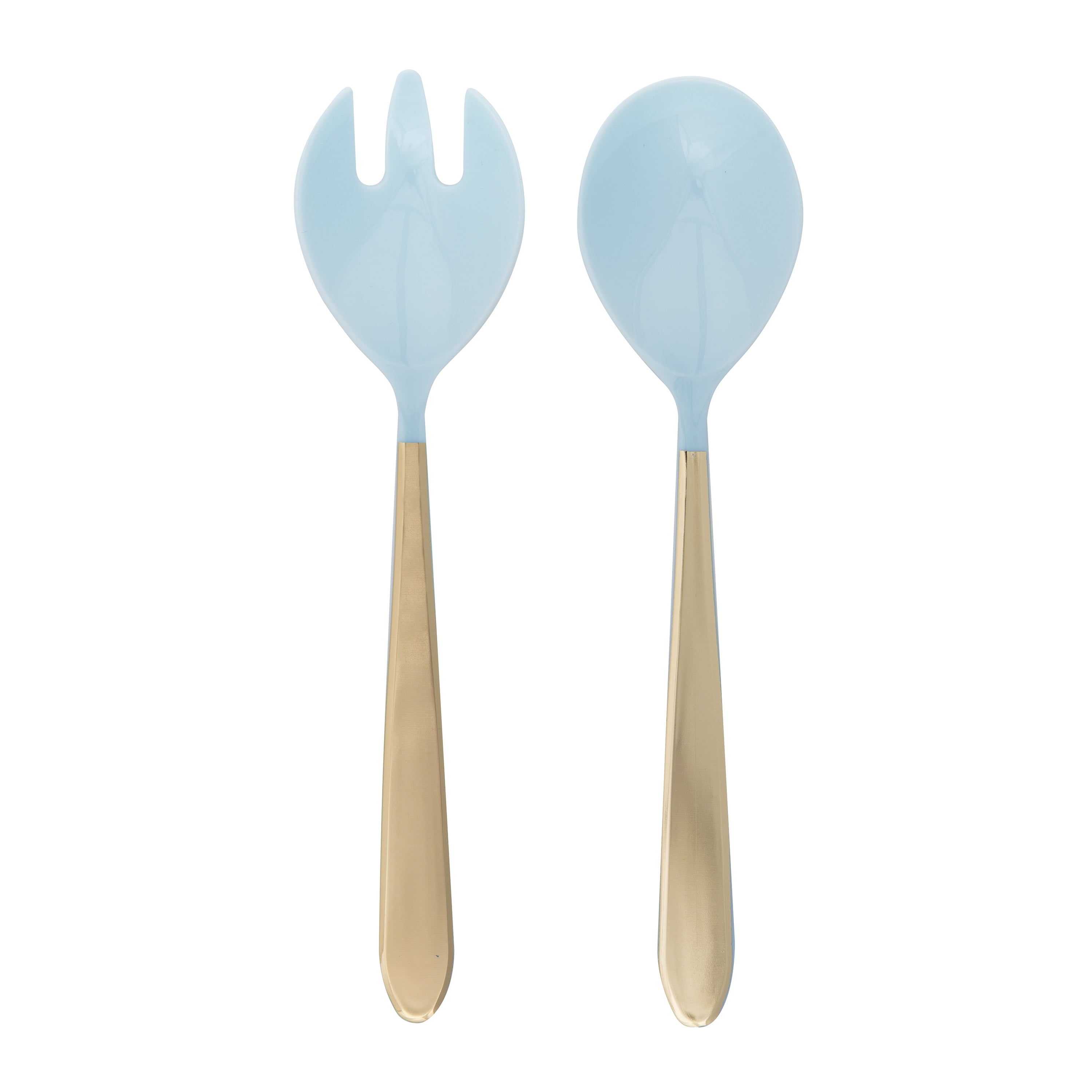 Light Blue and Gold Plastic Serving Utensils Set, 4 Pieces