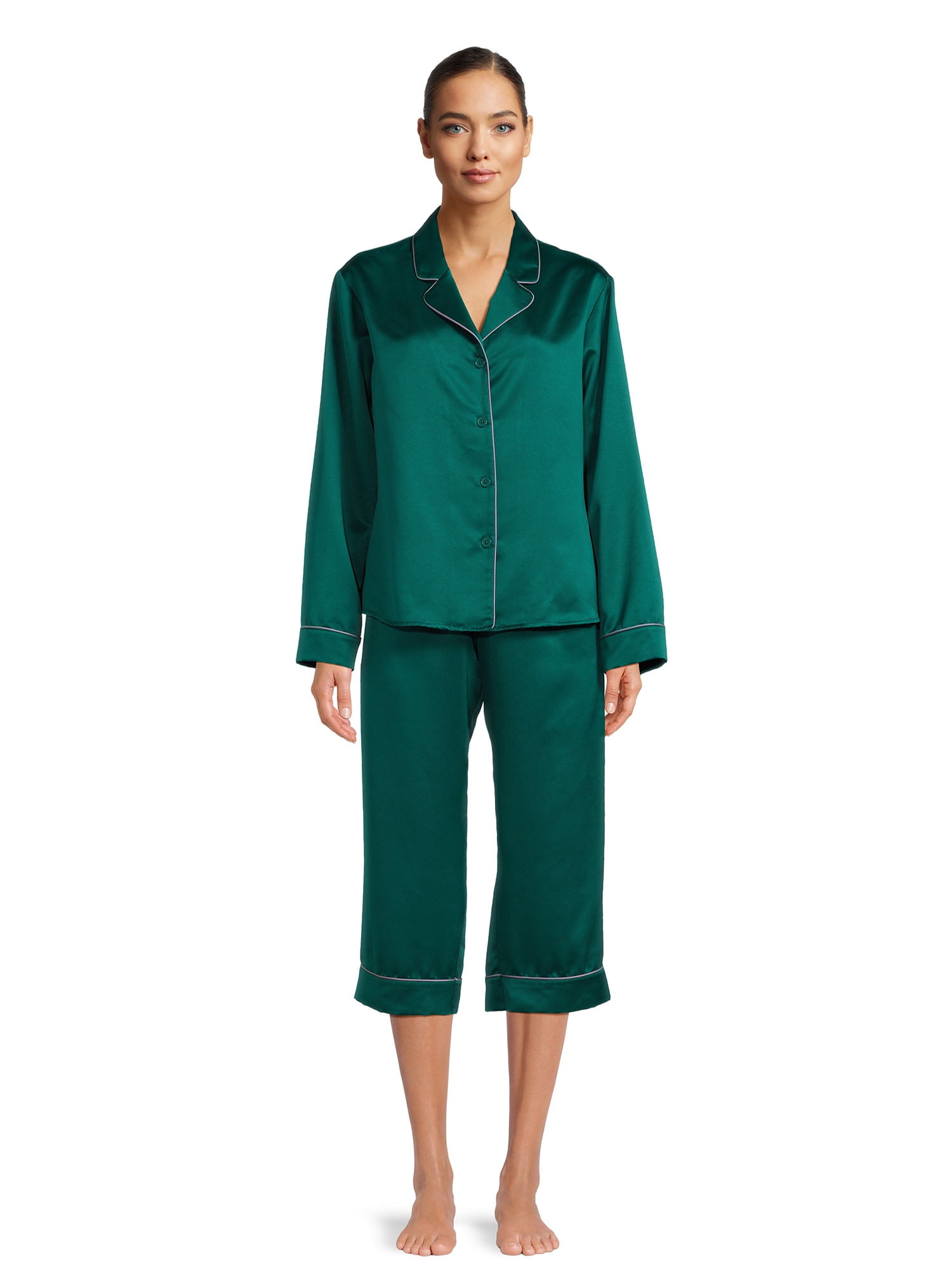 The Pioneer Woman Long Sleeve Satin Top and Pants Pajama Set, Women’s